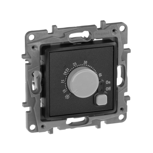 Термостат с внешним датчиком для тёплых полов - Etika - антрацит | код 672630 | Legrand
