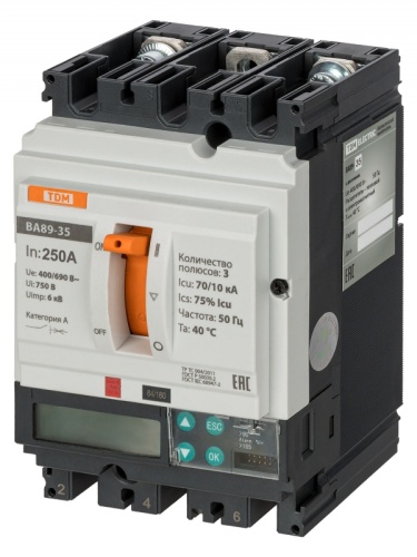 ВА89-35 3Р 250А 70кА (ЭР-ЖК дисплей) TDM | код SQ0751-0142 | TDM ВА89-35 3Р 250А 70кА (ЭР-ЖК дисплей) TDM | код SQ0751-0142 | TDM