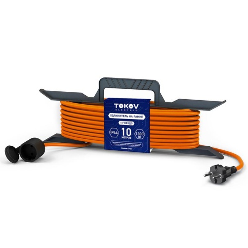 Удлинитель-шнур на рамке 1х10м без заземл. 6А IP44 2х0.75 с защ. крышкой | код. TKE-SR10-075 | TOKOV ELECTRIC Удлинитель-шнур на рамке 1х10м без заземл. 6А IP44 2х0.75 с защ. крышкой | код. TKE-SR10-075 | TOKOV ELECTRIC
