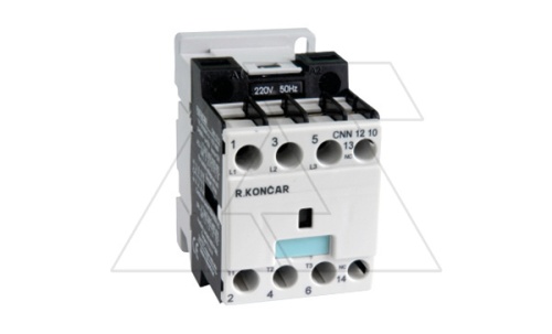 Контактор CNN 12 10 380/400V 50Hz, 3P, 12A/(25A по AC-1), 5.7kW(400VAC), 380/400VAC, 1NO | код EAC606562 | Rade Koncar