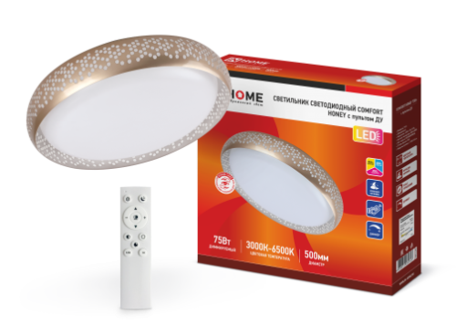 Светильник светодиодный COMFORT HONEY 75Вт 230В 3000-6500K 6000Лм 500х120мм c пультом ДУ IN HOME | код 4690612034843 | IN HOME Светильник светодиодный COMFORT HONEY 75Вт 230В 3000-6500K 6000Лм 500х120мм c пультом ДУ IN HOME | код 4690612034843 | IN HOME