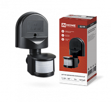 Датчик движения инфракрасный ДД 008 1200Вт 180 гр.12м IP44 черный IN HOME | код 4690612033822 | IN HOME