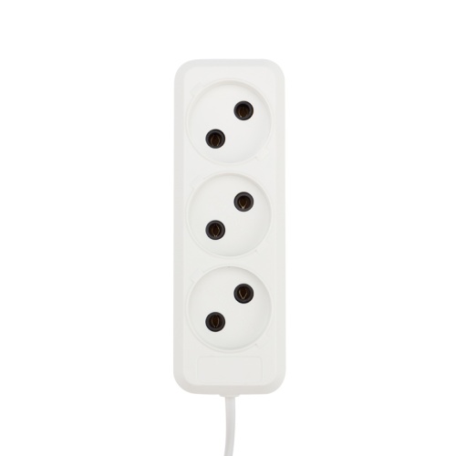 Удлинитель REXANT 3 гнезда, 10 м, 2х0.75 мм кв, б/з, белый (Сделано в России) | код 11-8732 | REXANT