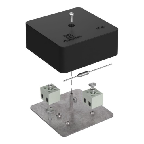Коробка огнестойкая для кабель-канала 40-0450-FR1.5-4-П Е15-Е120 с термопредохранителем RAL9005 75х75х30 (87 шт/кор) Промрукав | код 40-0450-9005-FR1.5-4-П | ПРОМРУКАВ