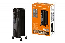 Масляный обогреватель МО-7К, чёрный, 1500 Вт, 7 сек, рег. мощ. (600/900/1500 Вт), термостат, TDM | код SQ2501-0904 | TDM