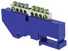 Шина N ноль на DIN-изол ШНИ-6х9-24-Д-никелированная синий HLT | код 081-03-150 | HLT