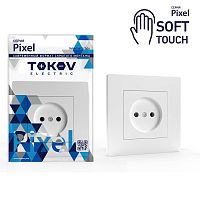 Розетка 1-м СП Pixel 16А IP20 без заземл. в сборе айс TOKOV ELECTRIC TKE-PX-R1F-C34