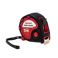 Рулетка измерительная Профи прорезиненный корпус REXANT, 5 м х 25 мм | код 12-9006 | REXANT