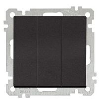 21 - Выключатель трехклавишный, пруж. зажимы, черный мат | код 2100-409-0184 | Mutlusan