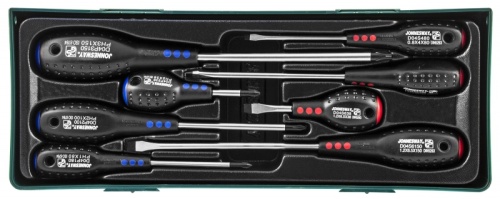 D04PP08SP Набор отверток стержневых FULL STAR в ложементе, 8 предметов | код D04PP08SP | JONNESWAY