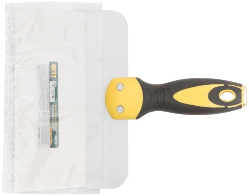 Шпатель фасадный нержавеющий профи прорезиненная ручка сметал. бойком 200мм FIT 06442 фото 3