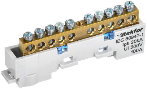 TEKFOR Шина N ноль неизолированная на универсальном держателе 6х9-10-С IEK | код TF-NN10-10-DL-K07 | IEK TEKFOR Шина N ноль неизолированная на универсальном держателе 6х9-10-С IEK | код TF-NN10-10-DL-K07 | IEK