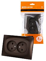 Розетка двойная 2П 10А 250В с защ. шт. шоколад Лама TDM | код SQ1815-0512 | TDM