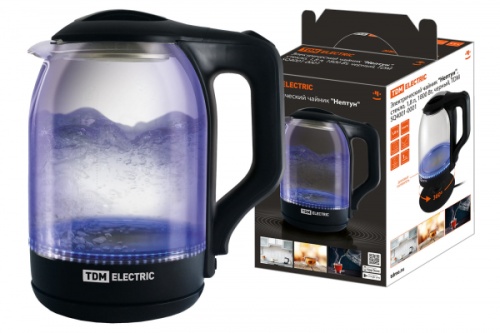 Электрический чайник Нептун, стекло, 1,8 л, 1800 Вт, черный, TDM | код SQ4001-0001 | TDM