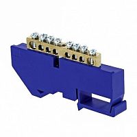 Шина 0 8х12мм²125 Ампер 8 отверстий изолятор на DIN-рейку (латунь) | код. sn0-125-8-d | EKF