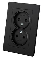 Розетка двойная 2П 10А 250В с защ. шт. черная Сенеж TDM | код SQ1816-0275 | TDM