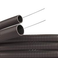 Труба гофрированная DN23мм, ПВ-0, Dвн 22,6мм² Dнар 28,5мм² полиамид 6, цвет тёмно-серый, с протяжкой (упак.... | код. PA612329F0 | DKC