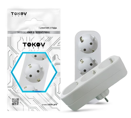 Разветвитель 3-м с заземл. 16А 250В IP20 полипропилен бел. | код TKL-S3Z-C01 | TOKOV ELECTRIC Разветвитель 3-м с заземл. 16А 250В IP20 полипропилен бел. | код TKL-S3Z-C01 | TOKOV ELECTRIC