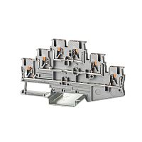 Клемма трехуровневая, зажим push-in, 6 точек подключения, 2.5 кв.мм, серая | код VPR-2.5-3L-GY| DKC