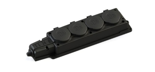 Колодка MultiSet 4х розетка 2К+З 16А/250В IP44 каучуковая черн. | код MST4104BK | Systeme Electric
