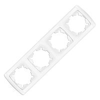 Рамка 4 поста Маргарита горизонтальная белая | код МР004Г | Universal