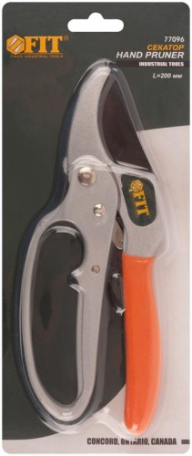 Секатор Профи, храп.механизм, режущ.кромки встык с наковальней, тефл.покр.лезвий, алюм.корпус 200 мм | код 77096 | FIT фото 3