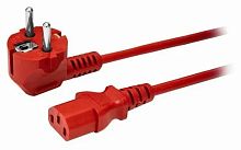 Шнур питания C13-Schuko угловая, 3х0.75, 220В, 10А, красный, 2 метра | код LAN-PP13/SHA-2.0-RD | LANMASTER