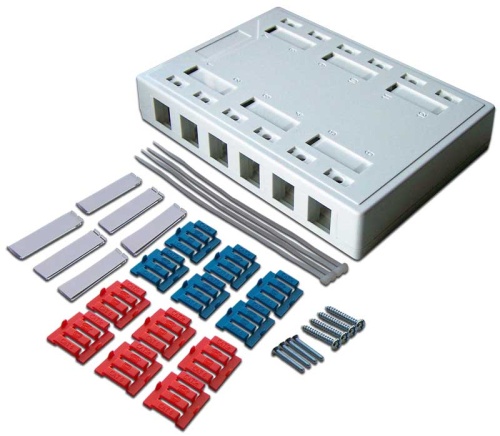 Коробка настенная на 12 кейстоунов, белая | код LAN-MB-12K-WH | LANMASTER