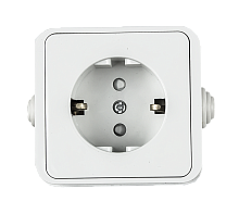 Розетка одинарная с заземлением со шторкой AQUA белая полугерметичная 3113 IN HOME | код 4690612003450 | IN HOME