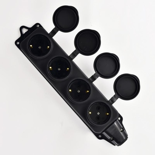 Колодка 4-м 16А IP44 2P+PE 220-240В с защ. крышками каучук | код 106-0400-0107/107 | LEZARD Колодка 4-м 16А IP44 2P+PE 220-240В с защ. крышками каучук | код 106-0400-0107/107 | LEZARD