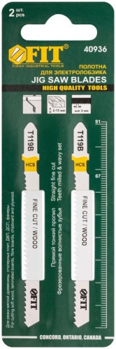 Набор полотен по дереву HCS фрезерованные волнистые зубья 91/67/2мм Т119В (уп.2шт) FIT 40936 фото 3
