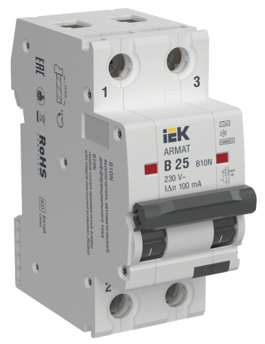 ARMAT АВДТ B10N 2P B25 100мА тип A IEK | код AR-B10N-2-B025A100 | IEK ARMAT АВДТ B10N 2P B25 100мА тип A IEK | код AR-B10N-2-B025A100 | IEK