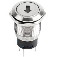 Кнопка антивандальная 19 12В Б/Фикс (5с) (ON)-OFF/(OFF)-ON плоская подсв/зеленая СТРЕЛКА REXANT | код 36-3454 | REXANT