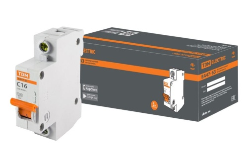 Авт. выкл.ВА47-63 1Р 16А 4,5кА х-ка B TDM | код SQ0218-0039 | TDM Авт. выкл.ВА47-63 1Р 16А 4,5кА х-ка B TDM | код SQ0218-0039 | TDM