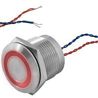 Кнопка пьезо с подсветкой, без фиксациии RUICHI RPS19E/R off-(on), М19, IP68, нержавеющая сталь | код 114232 | Ruichi