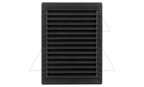 Решетка вентиляционная c косыми ламелями, с сеткой, прямоугольная, 230х172мм, с выводом 210x140мм, пластик, графит | код 02-343 | airRoxy