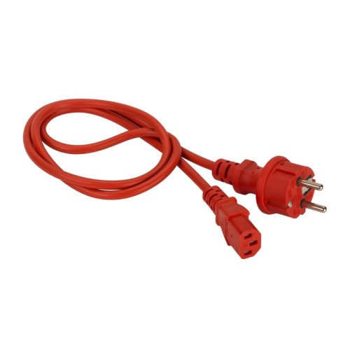 Шнур питания C13-Schuko прямая, 3х0.75, 220В, 10А, красный, 1 метр | код LAN-PP13/SH-1.0-RD | LANMASTER