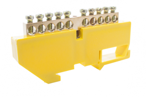 Шинки нулевые латунные на дин-опоре ШНИ 6х9мм 10 отв. цвет желтый | код DBN-26-10PE | Engard Шинки нулевые латунные на дин-опоре ШНИ 6х9мм 10 отв. цвет желтый | код DBN-26-10PE | Engard