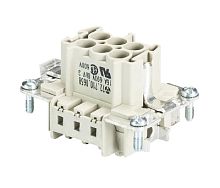 Вилочная контактная вставка REVOS, Size 6, обжимная фиксация, 6 полюсов + РЕ, 690 V, 16 A, обжимные контакты поставляются отдельно | код 72.710.0658.0 | Wieland