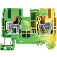 Заземляющая клемма, тип фиксации провода: push in, номинальное сечение: 6/10 мм кв., 1000V, ширина: 8 мм, цвет: желто-зеленый, тип монтажа: DIN 35 | код 56.206.9055.0 | Wieland