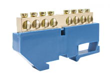 Шинки нулевые латунные на дин-опоре ШНИ 8х12мм 8 отв. цвет синий | код DBN-28-08N | Engard