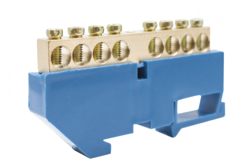 Шинки нулевые латунные на дин-опоре ШНИ 8х12мм 8 отв. цвет синий | код DBN-28-08N | Engard Шинки нулевые латунные на дин-опоре ШНИ 8х12мм 8 отв. цвет синий | код DBN-28-08N | Engard