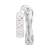 Удлинитель STANDARD 3 гнезда, 5м, 2х1,0мм?, б/з, белый REXANT | код 13-4008 | REXANT