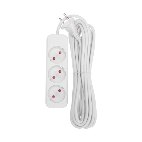 Удлинитель STANDARD 3 гнезда, 5м, 2х1,0мм?, б/з, белый REXANT | код 13-4008 | REXANT