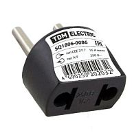 Переходник (тип С1-В - тип A/F) круглый 16A 250В черный TDM | код SQ1806-0086 | TDM