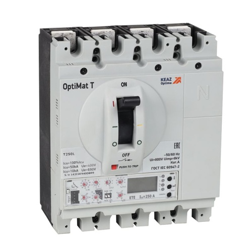 Выключатель автоматический для защиты двигателя OptiMat T250L ETE-M 100A 3P | код 355933 | КЭАЗ