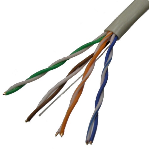 Кабель витая пара UTP 4х2х0,5 мм RUICHI, 24AWG, ССА/PE/PVC, CAT5e, 100 МГц, серый, бухта 305 м | код 62702 | Ruichi