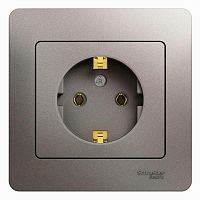 Розетка GLOSSA, скрытый монтаж, с заземлением, платина | код. GSL001242 | Schneider Electric