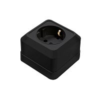 Розетка одинарная с заземлением BOLLETO черная накладная 7028B IN HOME | код 4690612061047 | IN HOME