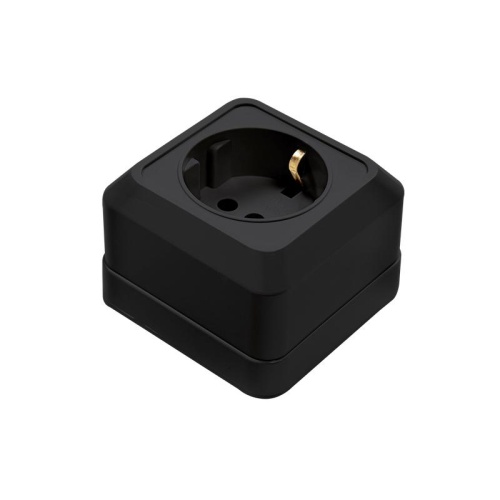 Розетка одинарная с заземлением BOLLETO черная накладная 7028B IN HOME | код 4690612061047 | IN HOME